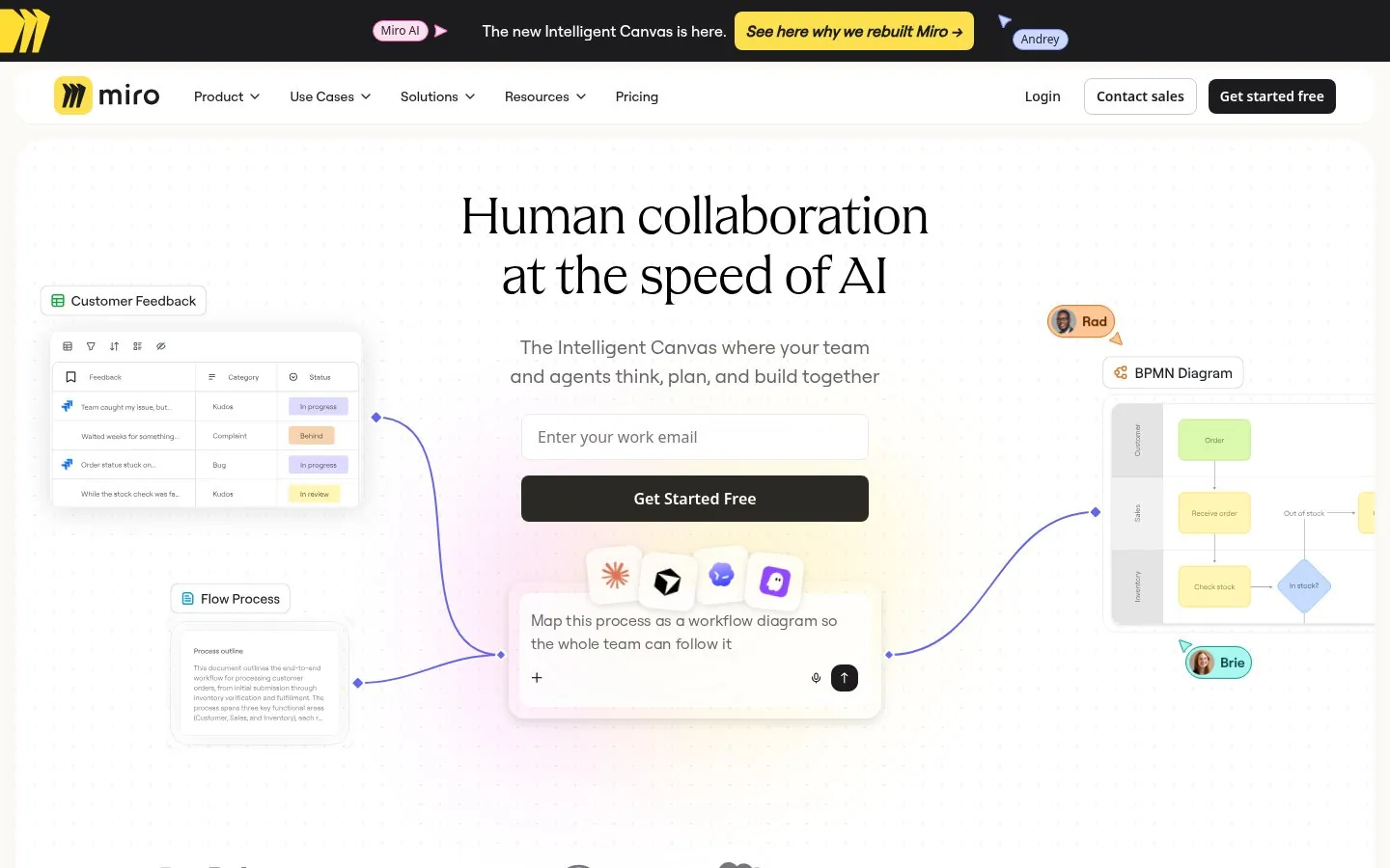 Miro homepage hero reading Human collaboration at the speed of AI