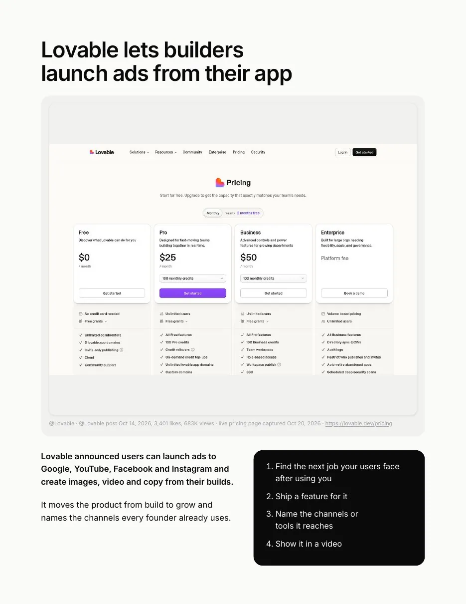 Lovable lets builders launch ads from