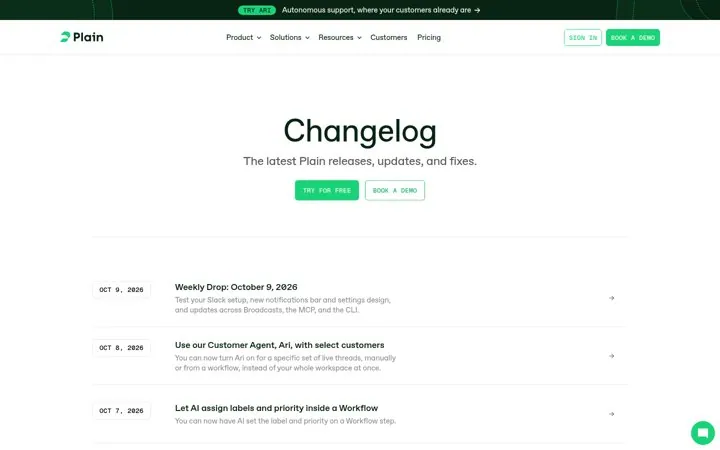 Put signup buttons on the changelog