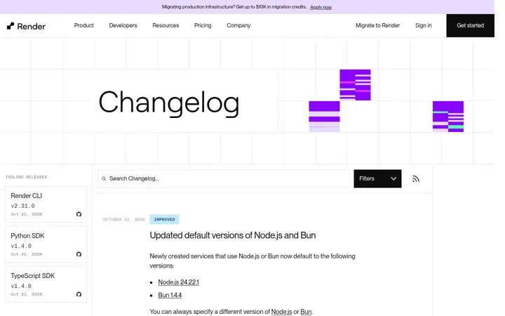 Show the latest versions beside the feed