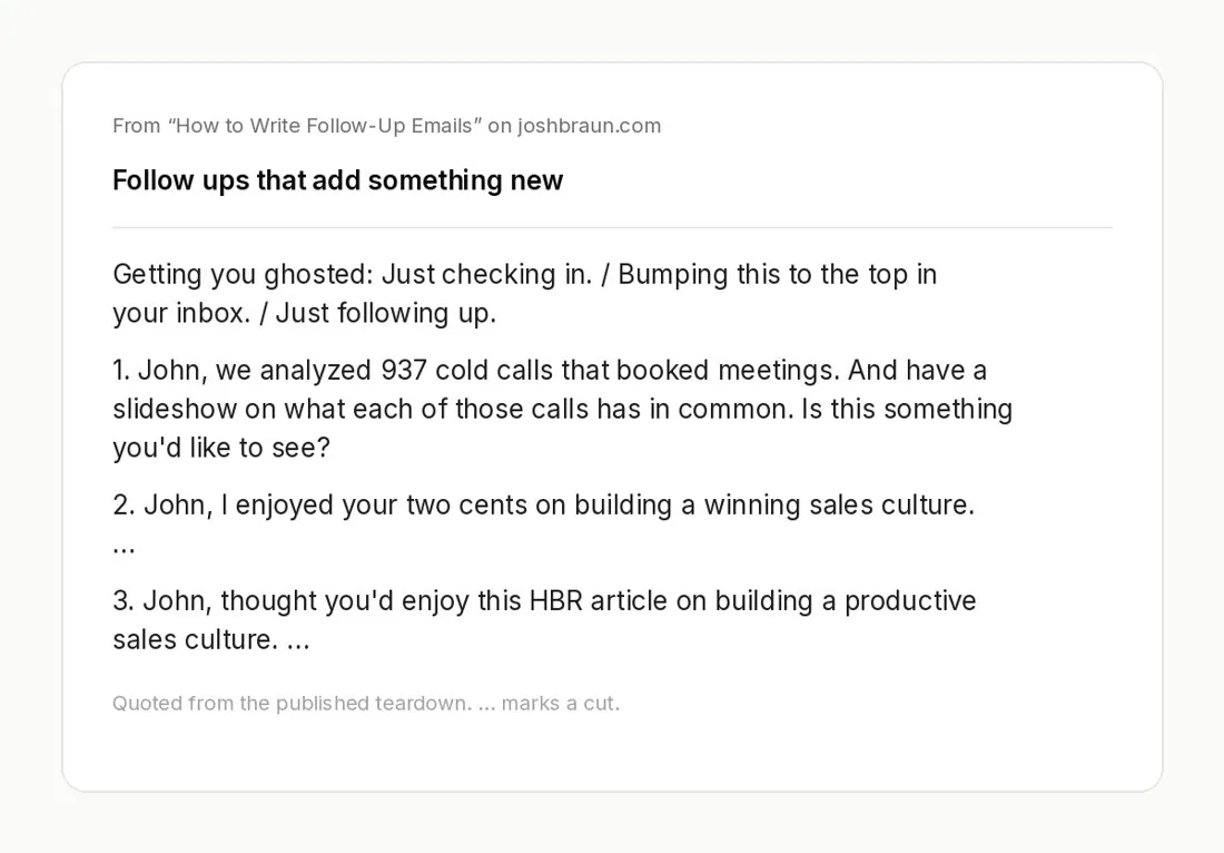 Add something new in every follow up
