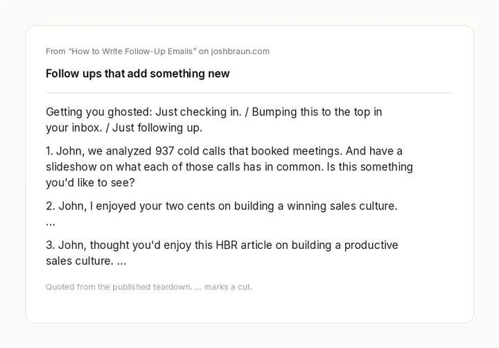 Add something new in every follow up