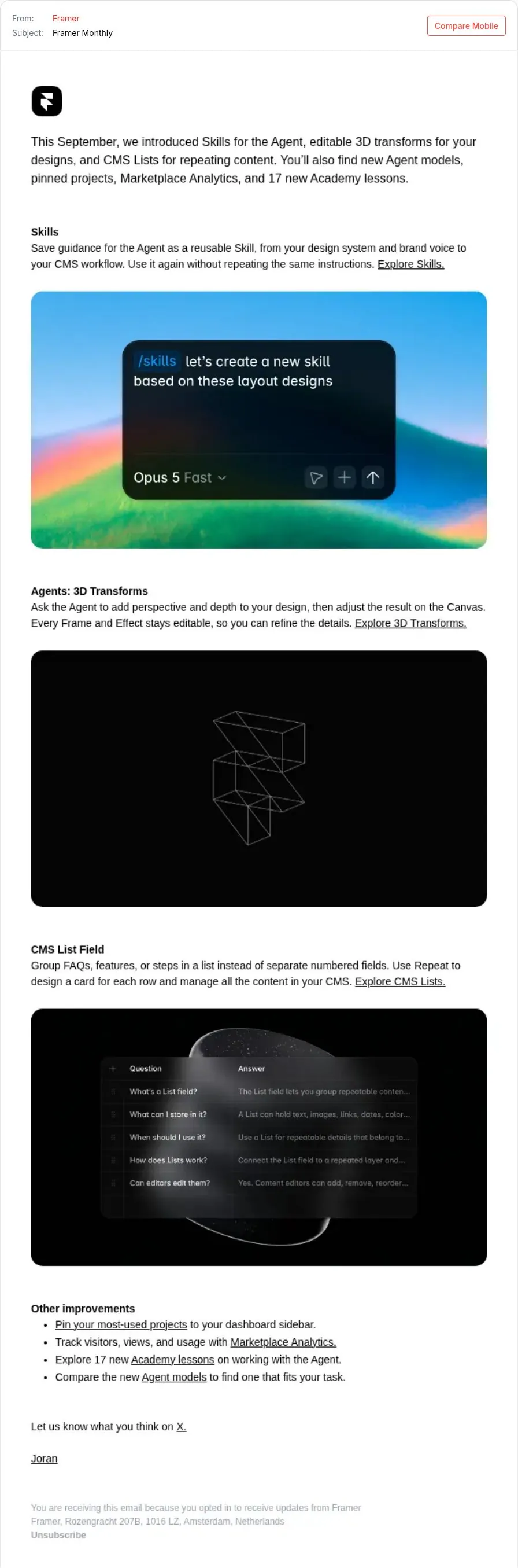 Bundle a month of updates in one email