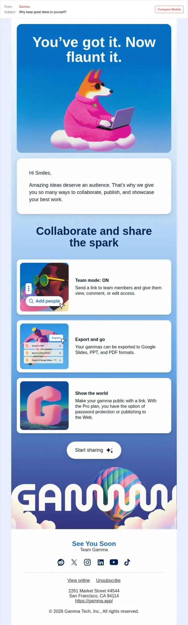 Ask users to share right after a win