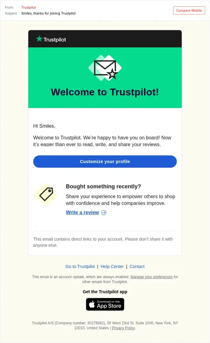 Give one clear first step in welcome emails