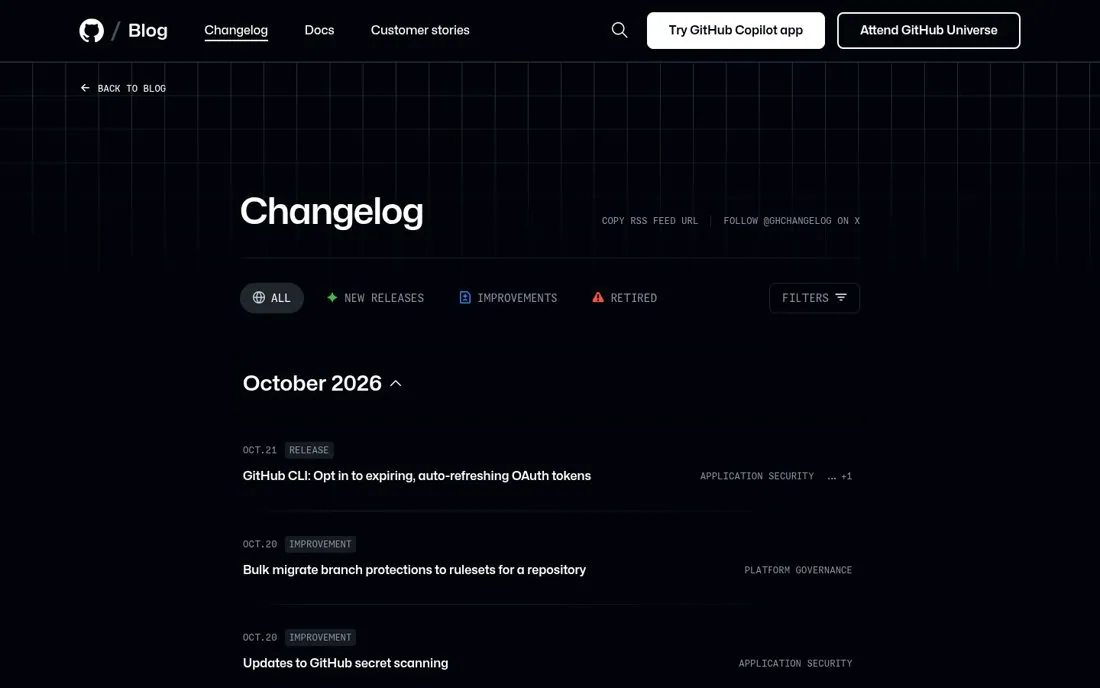 Give every product one changelog