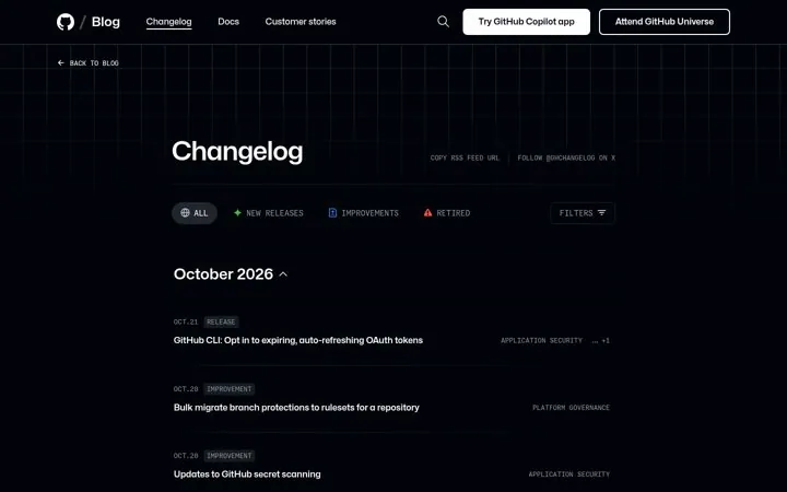 Give every product one changelog