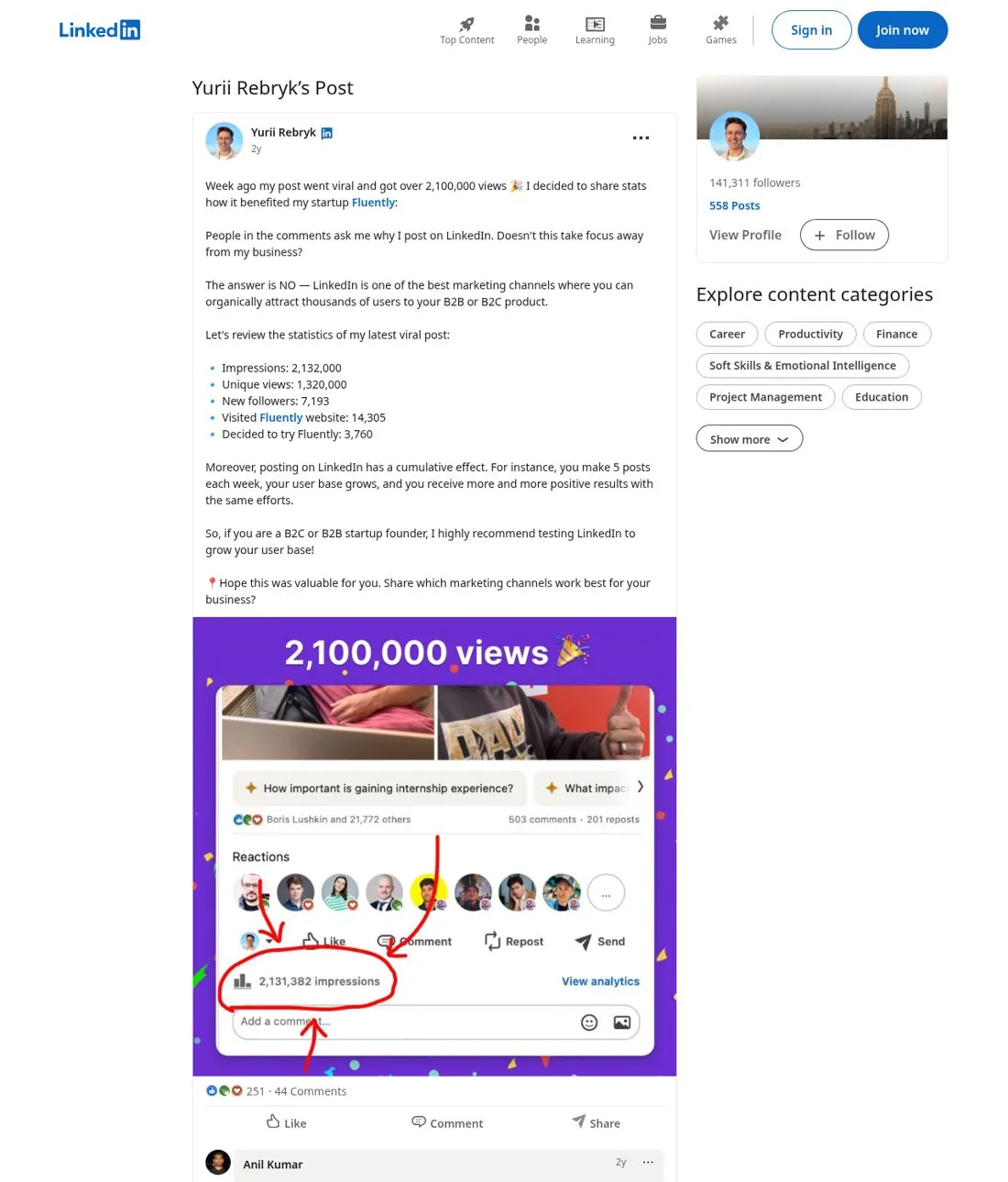 Share the numbers from your viral post