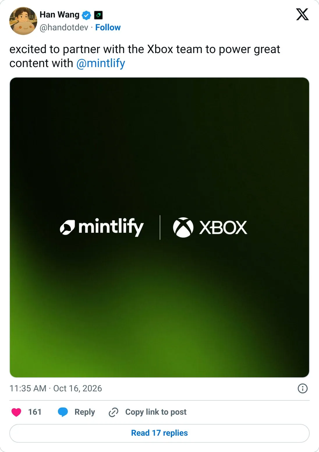 Announce a big partner with real excitement
