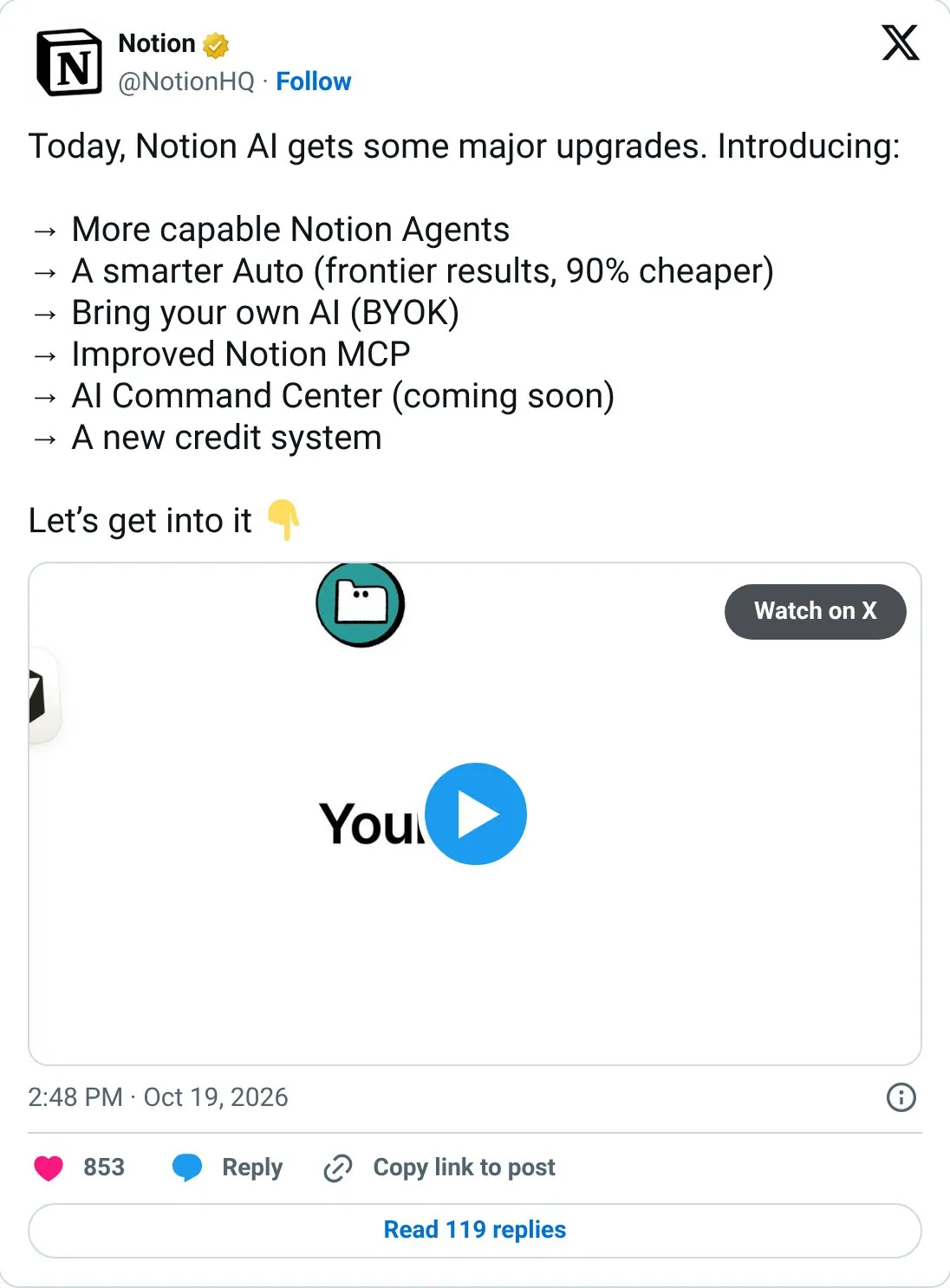 Put each new feature on its own line