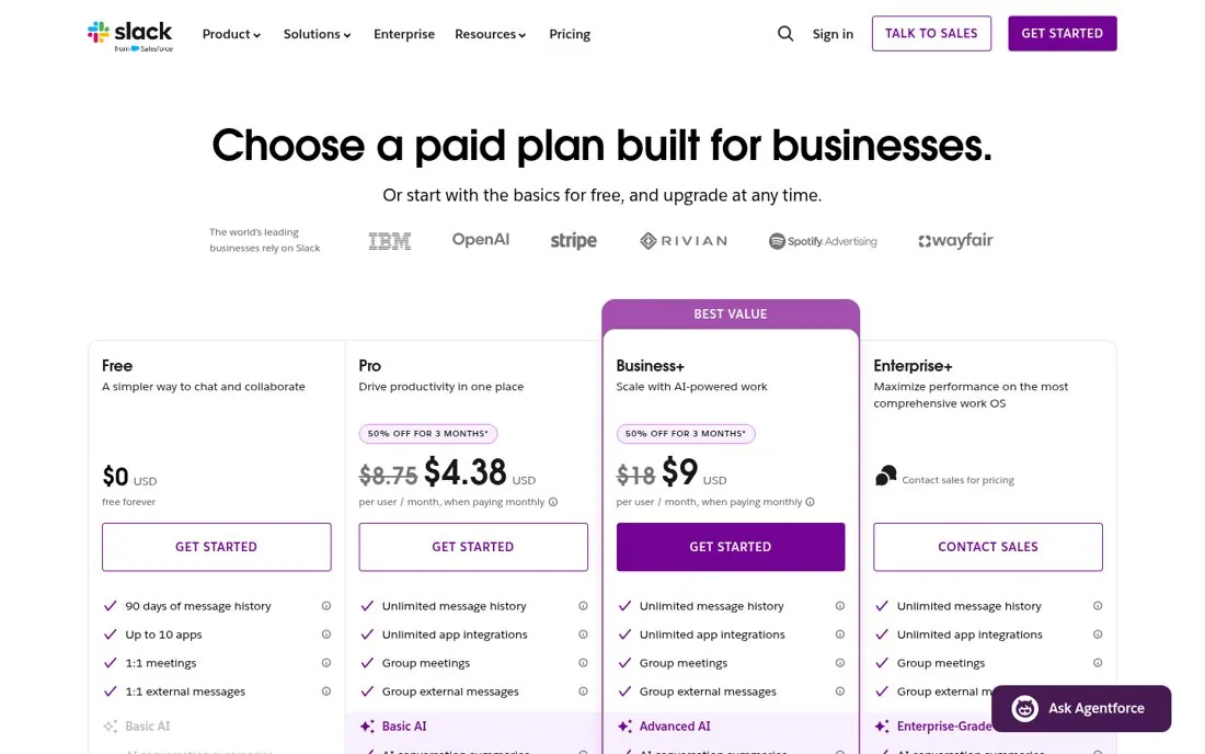 Speak to businesses on the paid page