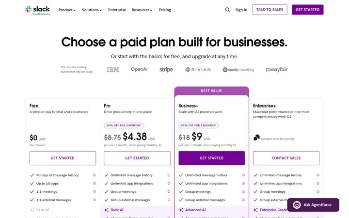 Speak to businesses on the paid page