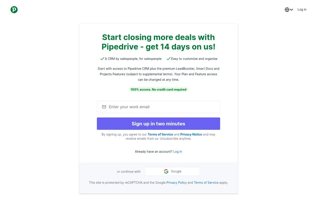Put the time to sign up on the button