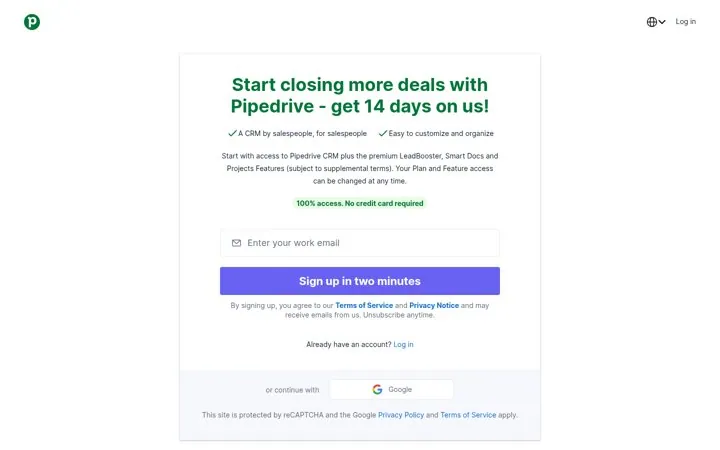 Put the time to sign up on the button